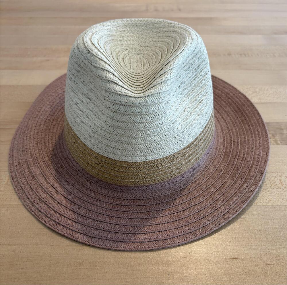 Time And Tru Hat Panama Womens One Size Adjustable Multicolor Tricolor Packable